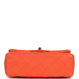 Pre-owned Chanel Mini Rectangular Flap Bag Orange Lambskin Light Gold Hardware