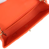 Pre-owned Chanel Mini Rectangular Flap Bag Orange Lambskin Light Gold Hardware
