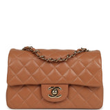 Pre-owned Chanel Mini Classic Rectangular Flap Bag Caramel Lambskin Light Gold Hardware - Thumbnail View 1