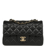 Chanel Mini Classic Rectangular Flap Bag Black Lambskin Light Gold Hardware - Thumbnail View 1