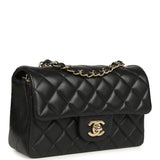 Chanel Mini Classic Rectangular Flap Bag Black Lambskin Light Gold Hardware - Thumbnail View 2