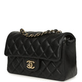 Chanel Mini Classic Rectangular Flap Bag Black Lambskin Light Gold Hardware - Thumbnail View 5