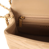 Chanel Mini Pearl Crush Square Flap Bag Beige Lambskin Brushed Gold Hardware - Thumbnail View 10