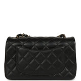 Chanel Mini Classic Rectangular Flap Bag Black Lambskin Light Gold Hardware