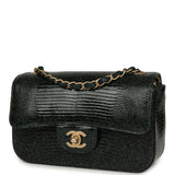 Pre-owned Chanel Mini Rectangular Flap Bag Green Shiny Lizard Brushed Gold Hardware - Thumbnail View 5