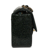 Pre-owned Chanel Mini Rectangular Flap Bag Green Shiny Lizard Brushed Gold Hardware - Thumbnail View 3