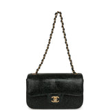 Pre-owned Chanel Mini Rectangular Flap Bag Green Shiny Lizard Brushed Gold Hardware - Thumbnail View 7