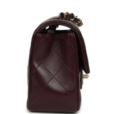 Chanel Mini Classic Rectangular Flap Bag Burgundy Shiny Lambskin Light Gold Hardware