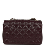 Chanel Mini Classic Rectangular Flap Bag Burgundy Shiny Lambskin Light Gold Hardware