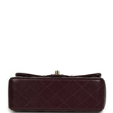 Chanel Mini Classic Rectangular Flap Bag Burgundy Shiny Lambskin Light Gold Hardware