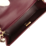Chanel Mini Classic Rectangular Flap Bag Burgundy Shiny Lambskin Light Gold Hardware
