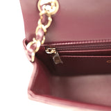 Chanel Mini Classic Rectangular Flap Bag Burgundy Shiny Lambskin Light Gold Hardware