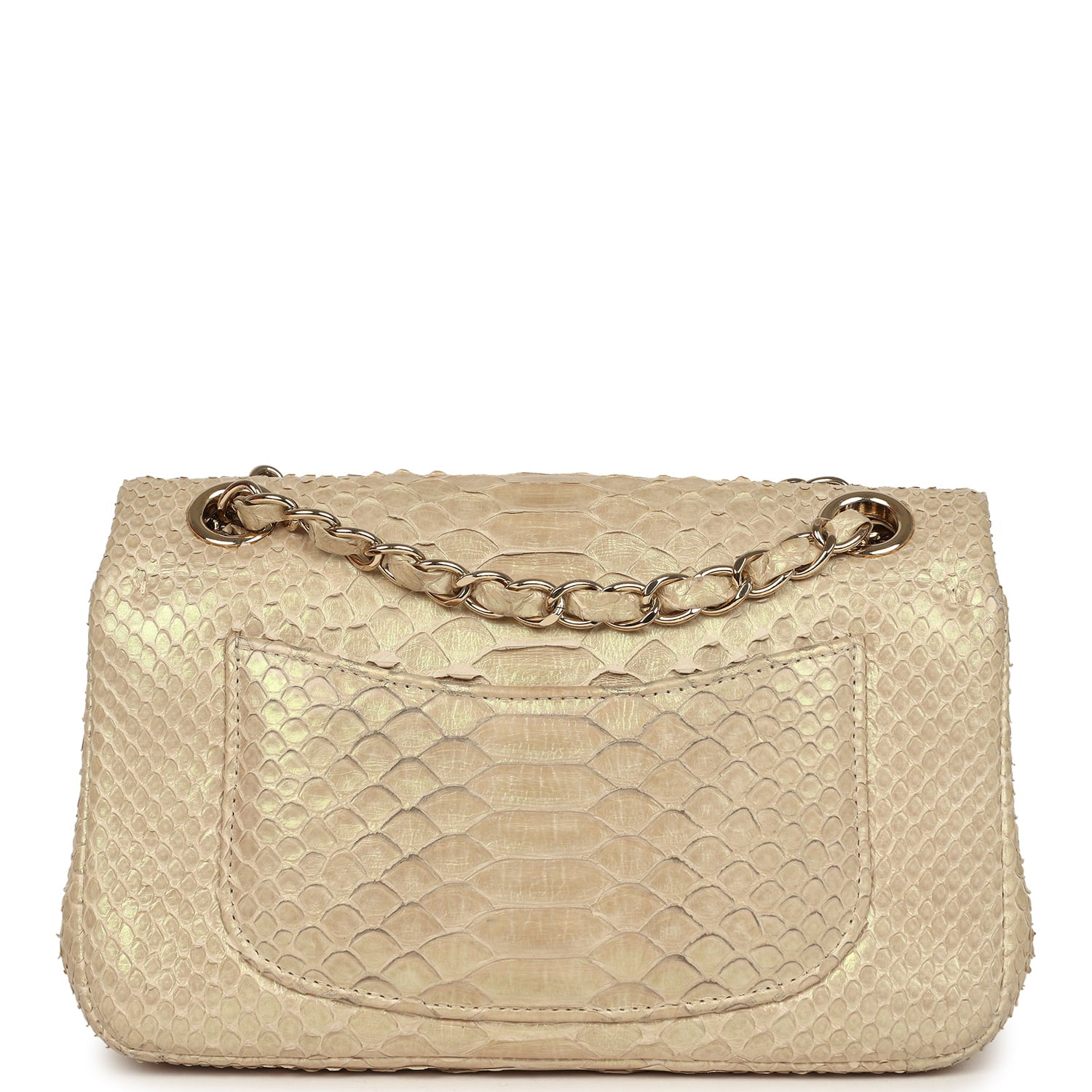 Pre-owned Chanel Mini Rectangular Flap Bag Iridescent Gold Python Gold