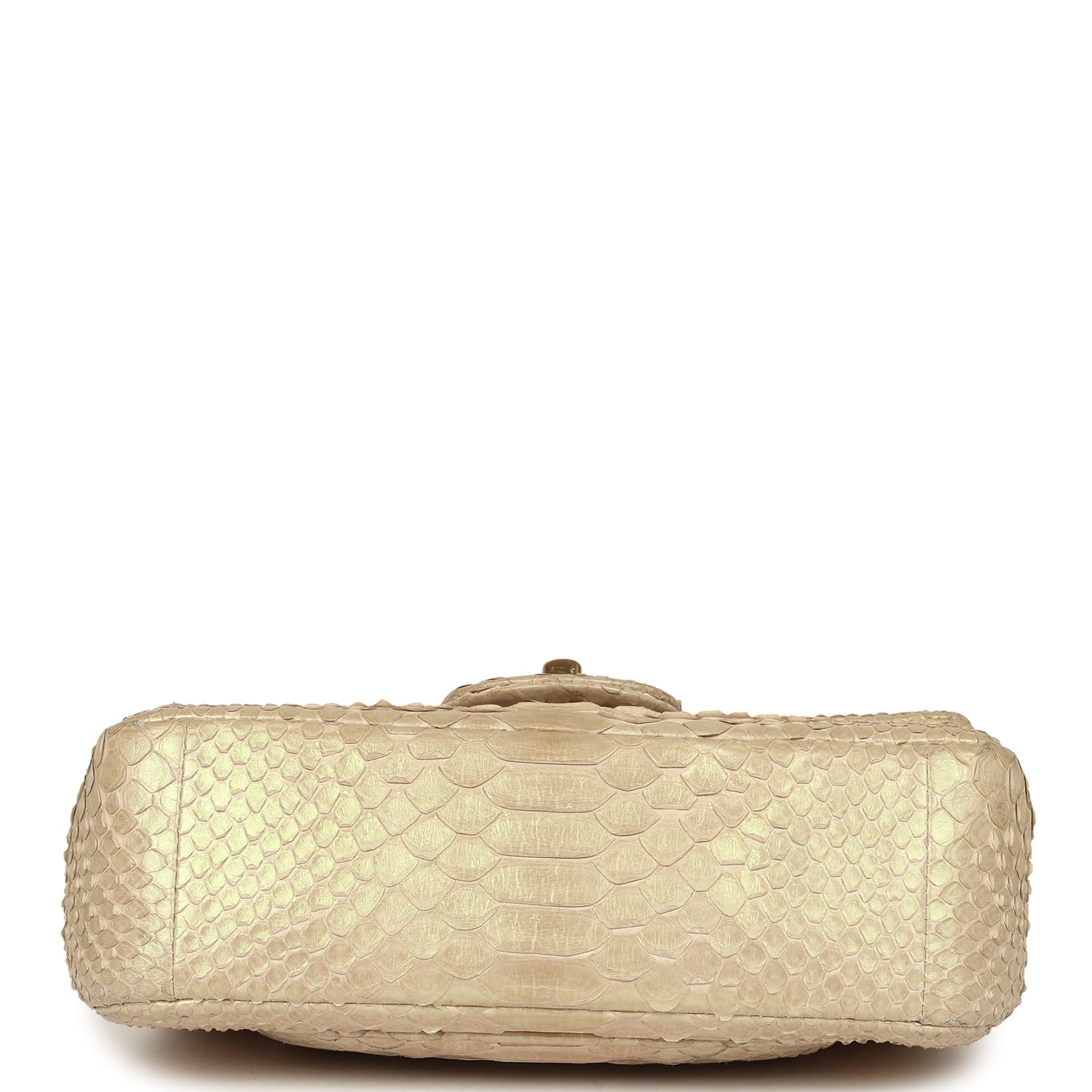 Pre-owned Chanel Mini Rectangular Flap Bag Iridescent Gold Python Gold
