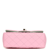 Chanel Mini Rectangular Flap Bag with Top Handle Pink and Green Lambskin Light Gold Hardware - Thumbnail View 6
