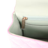 Chanel Mini Rectangular Flap Bag with Top Handle Pink and Green Lambskin Light Gold Hardware - Thumbnail View 10