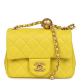 Chanel Mini Pearl Crush Square Flap Bag Yellow Lambskin Brushed Gold Hardware - Thumbnail View 1