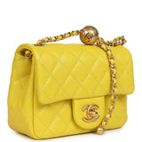 Chanel Mini Pearl Crush Square Flap Bag Yellow Lambskin Brushed Gold Hardware - Thumbnail View 2