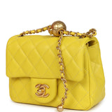 Chanel Mini Pearl Crush Square Flap Bag Yellow Lambskin Brushed Gold Hardware - Thumbnail View 5