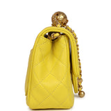 Chanel Mini Pearl Crush Square Flap Bag Yellow Lambskin Brushed Gold Hardware - Thumbnail View 3