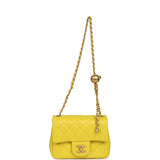 Chanel Mini Pearl Crush Square Flap Bag Yellow Lambskin Brushed Gold Hardware - Thumbnail View 7