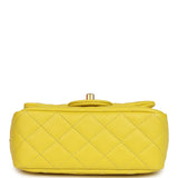 Chanel Mini Pearl Crush Square Flap Bag Yellow Lambskin Brushed Gold Hardware - Thumbnail View 9