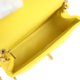 Chanel Mini Pearl Crush Square Flap Bag Yellow Lambskin Brushed Gold Hardware - Thumbnail View 10
