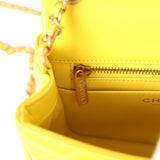 Chanel Mini Pearl Crush Square Flap Bag Yellow Lambskin Brushed Gold Hardware - Thumbnail View 12