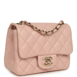 Chanel Mini Classic Square Flap Bag Pink Lambskin Light Gold Hardware - Thumbnail View 2