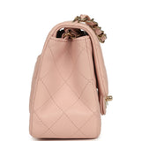 Chanel Mini Classic Square Flap Bag Pink Lambskin Light Gold Hardware - Thumbnail View 3