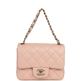 Chanel Mini Classic Square Flap Bag Pink Lambskin Light Gold Hardware - Thumbnail View 7