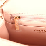 Chanel Mini Classic Square Flap Bag Pink Lambskin Light Gold Hardware - Thumbnail View 10