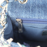 Chanel Mini Classic Rectangular Flap Bag Ribbon Tweed Blue Denim Silver Hardware - Thumbnail View 10