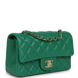 Chanel Mini Classic Rectangular Flap Bag Green Lambskin Light Gold Hardware - Thumbnail View 2