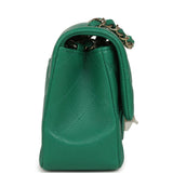 Chanel Mini Classic Rectangular Flap Bag Green Lambskin Light Gold Hardware - Thumbnail View 3