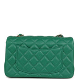 Chanel Mini Classic Rectangular Flap Bag Green Lambskin Light Gold Hardware - Thumbnail View 4