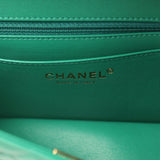 Chanel Mini Classic Rectangular Flap Bag Green Lambskin Light Gold Hardware - Thumbnail View 9