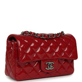 Chanel Mini Classic Rectangular Flap Bag Dark Red Patent Ruthenium Hardware - Thumbnail View 2