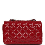 Chanel Mini Classic Rectangular Flap Bag Dark Red Patent Ruthenium Hardware - Thumbnail View 4