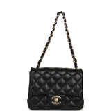 Chanel Mini Classic Square Flap Bag Black Lambskin Light Gold Hardware - Thumbnail View 7