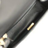 Chanel Mini Classic Square Flap Bag Black Lambskin Light Gold Hardware - Thumbnail View 8