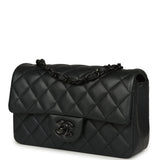 Chanel Mini Classic Rectangular Flap Bag So Black Iridescent Lambskin Black Hardware - Thumbnail View 5