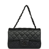 Chanel Mini Classic Rectangular Flap Bag So Black Iridescent Lambskin Black Hardware - Thumbnail View 7