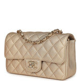 Chanel Mini Classic Rectangular Flap Bag Gold Grained Lambskin Caviar Light Gold Hardware - Thumbnail View 5
