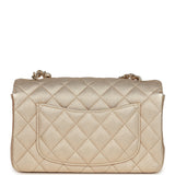 Chanel Mini Classic Rectangular Flap Bag Gold Grained Lambskin Caviar Light Gold Hardware - Thumbnail View 4