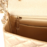 Chanel Mini Classic Rectangular Flap Bag Gold Grained Lambskin Caviar Light Gold Hardware - Thumbnail View 10