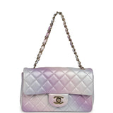 Pre-owned Chanel Mini Rectangular Flap Bag Purple Ombre Lambskin Light Gold Hardware - Thumbnail View 7