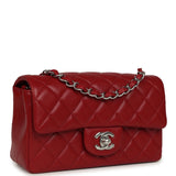 Chanel Mini Classic Rectangular Flap Bag Red Lambskin Silver Hardware - Thumbnail View 2