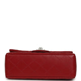 Chanel Mini Classic Rectangular Flap Bag Red Lambskin Silver Hardware - Thumbnail View 6