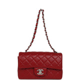 Chanel Mini Classic Rectangular Flap Bag Red Lambskin Silver Hardware - Thumbnail View 7